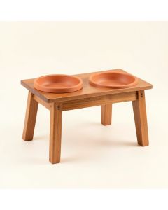 Alder Falls Pet Feeding Stand With Two Plain Empty Bowls - Terracotta (synthetic illustration; no displayed measurements)