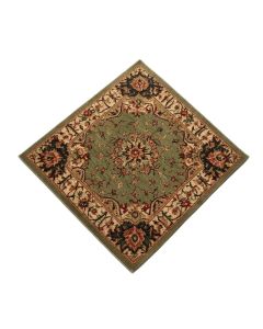 Floral Machine Made Power Loom Wool And Polyester Brown/Green/Red Area Rug