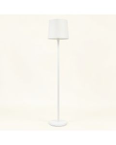 Field Bridge Floor Lamp With A Plain Fabric Shade - White (synthetic illustration; no displayed measurements)