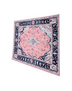 Ashburn Oriental Pink/Navy Blue/Light Blue Area Rug