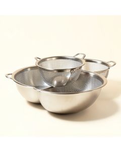 Cook Pro 3 Piece Stainless Steel Mesh Colander Set (synthetic illustration; no displayed measurements)