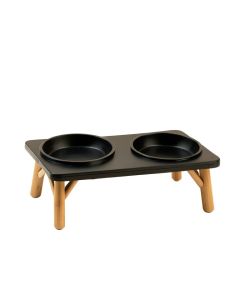 Willow Brook Pet Feeding Stand With Two Plain Empty Bowls - Black (synthetic illustration; no displayed measurements)