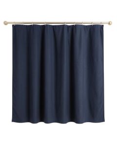 Cove Bluff Shower Curtain Hanging Flat From A Plain Rod - Navy (synthetic illustration; no displayed measurements)
