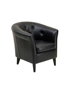 Sheffield 27 '' Wide Tufted Top Grain Leather Barrel Chair (synthetic illustration; no displayed measurements)