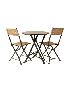 3 Pcs Outdoor Folding Bistro Table Chairs Set