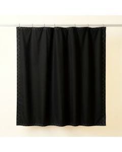 Moss Falls Shower Curtain Hanging Flat From A Plain Rod - Black (synthetic illustration; no displayed measurements)