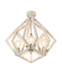 Naomi 4 - Light Unique Geometric Chandelier With Wood Accents