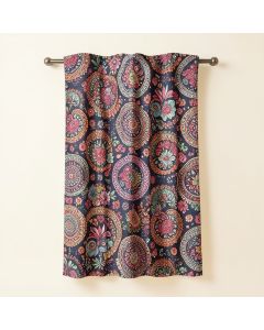 Grigoriy Unicorn Unicorn Profile Made With Ethnic Circular And Flower Boho Motif Graphic Print & Text Semi-Sheer Rod Pocket Curtain Panel (synthetic illustration; no displayed measurements)