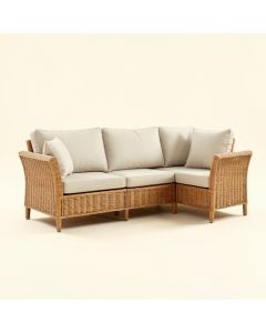 Hodge 3 Piece Teak Sofa Set With Sunbrella Cushions (synthetic illustration; no displayed measurements)