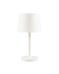 Dawn Arc Table Lamp With A Plain Fabric Shade
