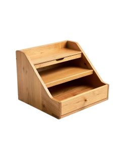 Industrious Desktop Wood Letter Tray With 3 Trays And Drawer