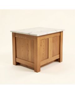 Hill Country Kitchen Island With Marble Top (synthetic illustration; no displayed measurements)