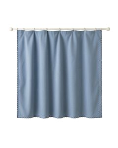 Juniper Falls Shower Curtain Hanging Flat From A Plain Rod - Blue