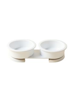 Field Edge Pet Feeding Stand With Two Plain Empty Bowls - White