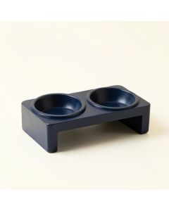 Field Branch Pet Feeding Stand With Two Plain Empty Bowls - Navy (synthetic illustration; no displayed measurements)