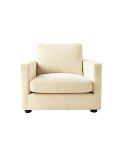 Oak Bend Upholstered Armchair - Ivory (synthetic illustration; no displayed measurements)