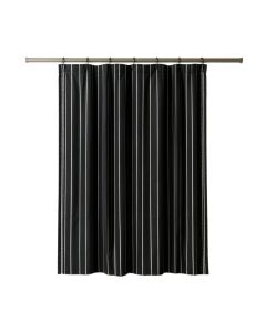 Linden Brook Shower Curtain Hanging Flat From A Plain Rod - Black (synthetic illustration; no displayed measurements)
