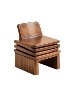 Solid Wood Stacking Side Chair In Brown