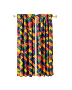 Colorful Geometric Room Darkening Rod Pocket Curtain Panels (synthetic illustration; no displayed measurements)