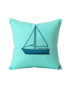 Turquoise Bay Sailboat Indoor/Outdoor Throw Pillow (synthetic illustration; no displayed measurements)