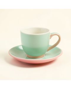 Green Peacock Breakfast Teacup And Saucer (synthetic illustration; no displayed measurements)