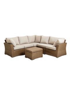 Aeddan 6 Piece Rattan Sectional Seating Group With Cushions (synthetic illustration; no displayed measurements)