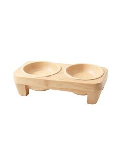 Harbor Bridge Pet Feeding Stand With Two Plain Empty Bowls - Beige (synthetic illustration; no displayed measurements)
