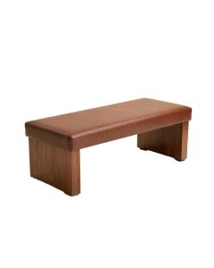 Bourgoin Faux Leather Wood Bench (synthetic illustration; no displayed measurements)