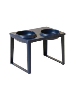 Clay Branch Pet Feeding Stand With Two Plain Empty Bowls - Navy