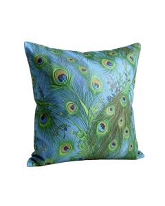 Polla Peacock Cotton Floral Throw Pillow (synthetic illustration; no displayed measurements)