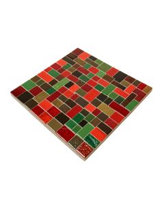 Kimarri Vibrant Kitchen Glass Mosaic Tile In Red/Brown/Green