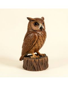 Johnny Driftwood Barn Owl On Stump Statue (synthetic illustration; no displayed measurements)