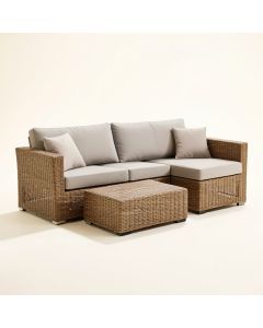 3 Piece Rattan Sofa Seating Group With Cushions (synthetic illustration; no displayed measurements)