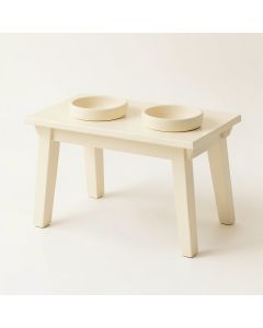 Linden Crest Pet Feeding Stand With Two Plain Empty Bowls - Cream (synthetic illustration; no displayed measurements)