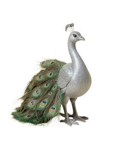 Amy-Jo Iridescent Peacock With Beautiful Train Feathers Figurine