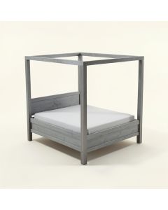 Miraflores King Solid Wood Low Profile Four Poster Bed (synthetic illustration; no displayed measurements)