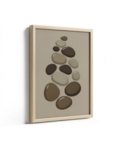 Khaki Skipping Stones Graphic Art On Plaque (synthetic illustration; no displayed measurements)