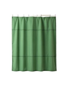 Juniper Dell Shower Curtain Hanging Flat From A Plain Rod - Green