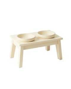 Spruce Crossing Pet Feeding Stand With Two Plain Empty Bowls - Cream (synthetic illustration; no displayed measurements)