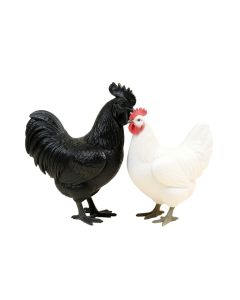 2 Piece Felan Sittng Rooster And Hen Figurine Set