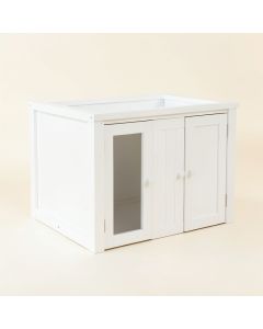 Moss Crossing Empty Furniture-Style Litter Enclosure - White (synthetic illustration; no displayed measurements)
