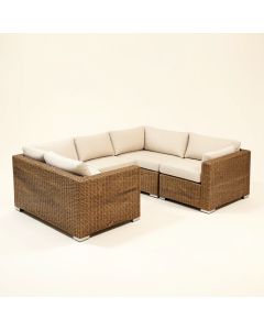 Merlyn 6 Piece Rattan Sectional Seating Group With Cushions (synthetic illustration; no displayed measurements)