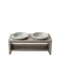Willow Bend Pet Feeding Stand With Two Plain Empty Bowls - Gray