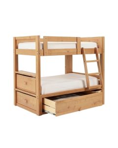 Tena Twin Over Full Bunk Bed With Trundle , Shelves And 4 Drawers (synthetic illustration; no displayed measurements)