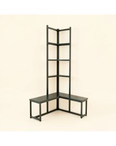 Corner Hall Tree With Bench And Shoe Storage (synthetic illustration; no displayed measurements)