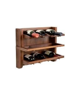 Signature 8 Bottle Wall Mounted Wine Bottle Rack And Glass Rack