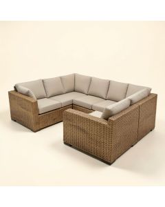 Lutie 9 Piece Rattan Sectional Seating Group With Cushions (synthetic illustration; no displayed measurements)