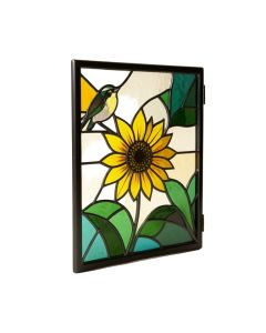 Chickadees And Sunflowers Window Panel