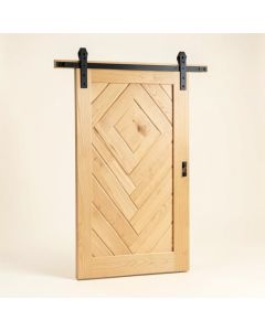 Paneled Wood Finish Herringbone Barn Door With Installation Hardware Kit (synthetic illustration; no displayed measurements)