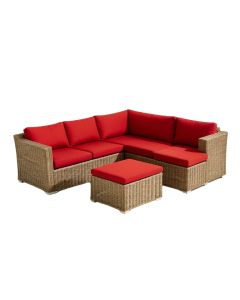 Breakwater Bay 5Pcs Patio Set Sectional Rattan Wicker Furniture Set W/ Red Cushion